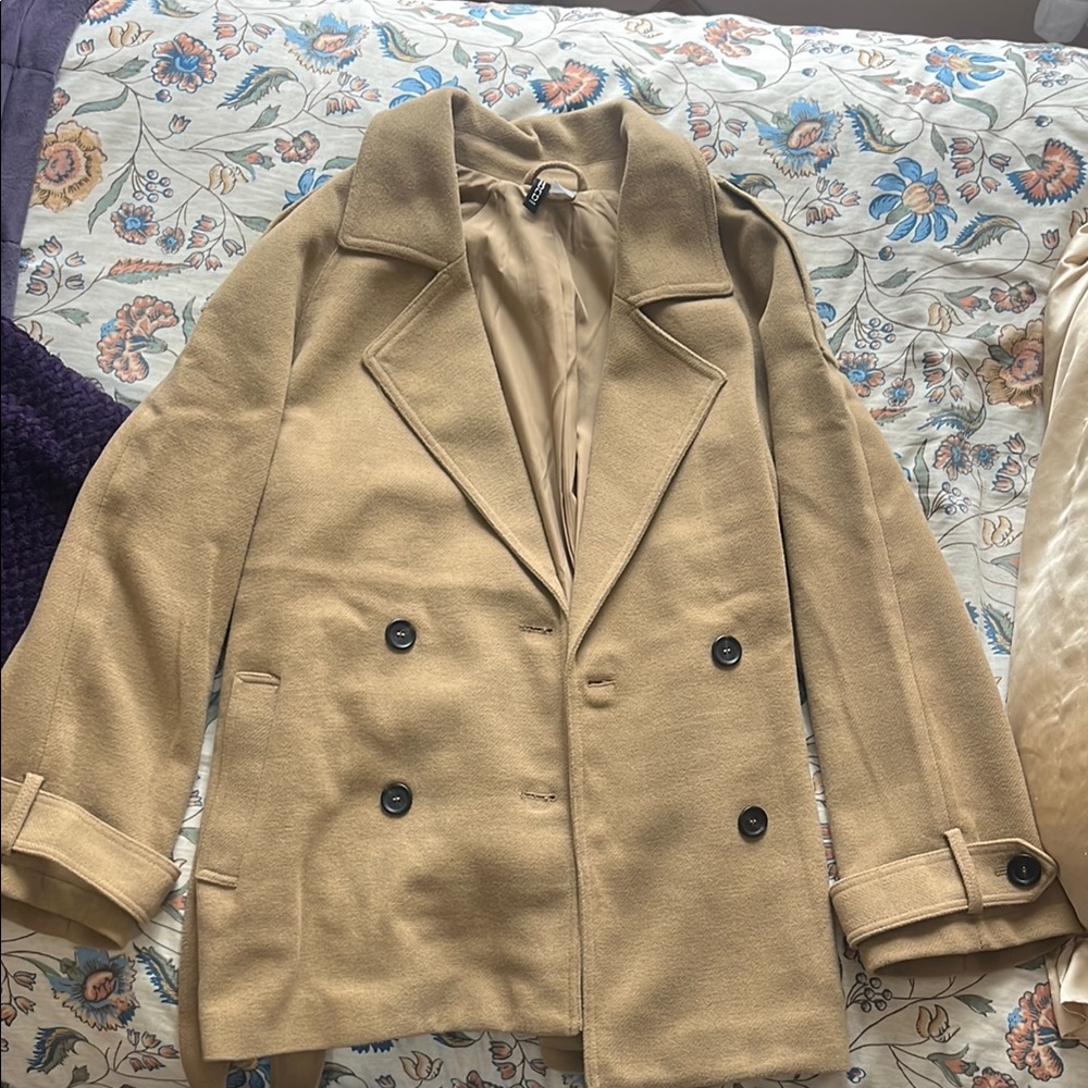 Classic Tan Double-Breasted Women's Coat